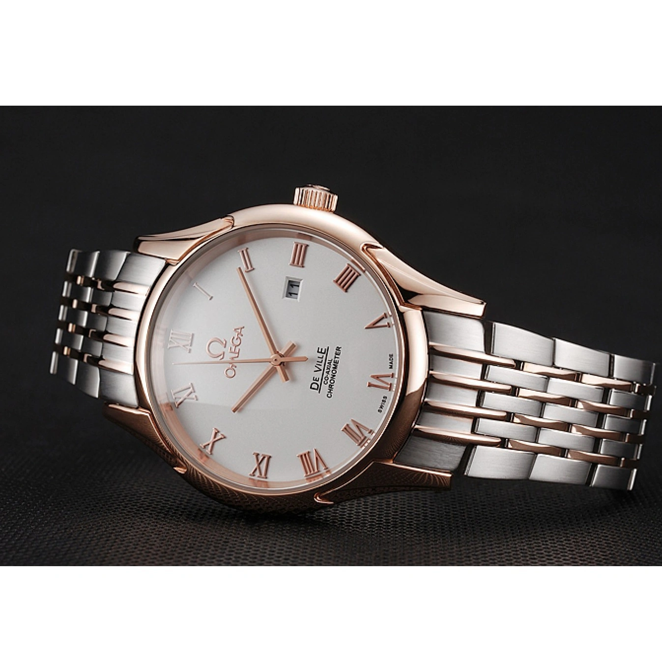 1026 Omega De Ville White Dial Rose Gold Case Two Tone Bracelet 1453781